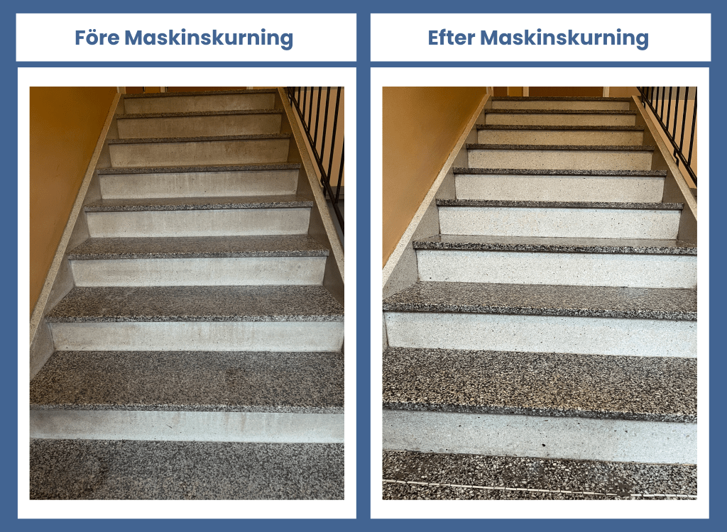 Före & efter bild av stenpolering
